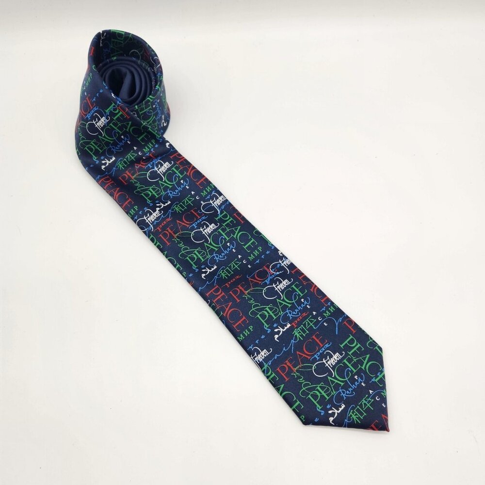Hallmark Holiday Traditions Men's Peace Christmas Holiday Tie Necktie EUC